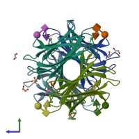 PDB entry 6r35 coloured by chain, side view.