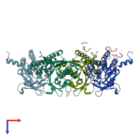 PDB entry 6r3p coloured by chain, top view.