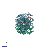 PDB entry 6r4g coloured by chain, side view.