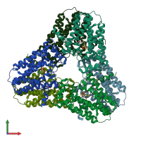 PDB entry 6r4v coloured by chain, front view.