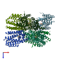 PDB entry 6r4v coloured by chain, top view.