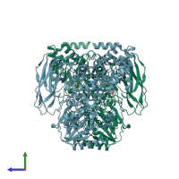 PDB entry 6r5o coloured by chain, side view.