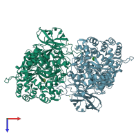 PDB entry 6r5p coloured by chain, top view.