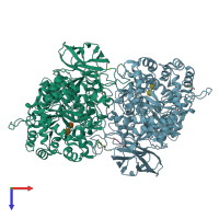 PDB entry 6r5t coloured by chain, top view.