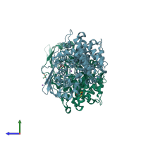 PDB entry 6r6u coloured by chain, side view.