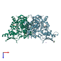 PDB entry 6r6u coloured by chain, top view.