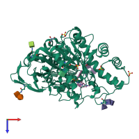 PDB entry 6r6w coloured by chain, top view.