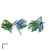 PDB entry 6r7d coloured by chain, top view.