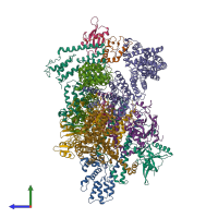 PDB entry 6r7h coloured by chain, side view.