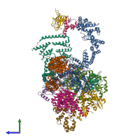 PDB entry 6r7i coloured by chain, side view.