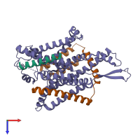 PDB entry 6r7l coloured by chain, top view.