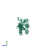 PDB entry 6r7m coloured by chain, side view.