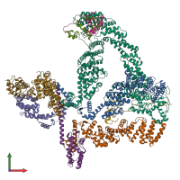 PDB entry 6r7n coloured by chain, front view.