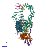 PDB entry 6r7n coloured by chain, side view.