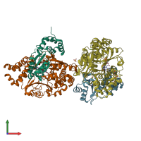 PDB entry 6r7p coloured by chain, front view.