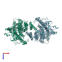 PDB entry 6r7z coloured by chain, top view.