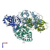 PDB entry 6r88 coloured by chain, top view.