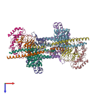 PDB entry 6r8f coloured by chain, top view.