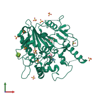 PDB entry 6r8p coloured by chain, front view.