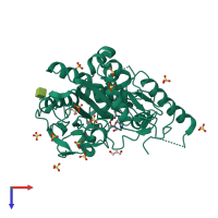 PDB entry 6r8p coloured by chain, top view.