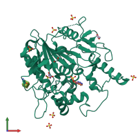 PDB entry 6r8q coloured by chain, front view.