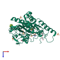 PDB entry 6r8q coloured by chain, top view.