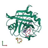 PDB entry 6r8w coloured by chain, front view.