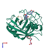 PDB entry 6r8w coloured by chain, top view.