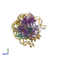 PDB entry 6r8y coloured by chain, side view.