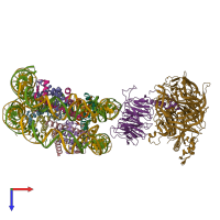 PDB entry 6r90 coloured by chain, top view.