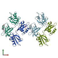PDB entry 6r9h coloured by chain, front view.