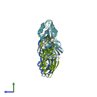 PDB entry 6r9h coloured by chain, side view.