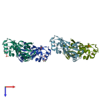 PDB entry 6r9h coloured by chain, top view.
