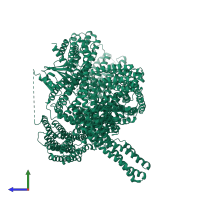 PDB entry 6r9t coloured by chain, side view.