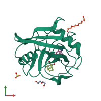 PDB entry 6ra1 coloured by chain, front view.