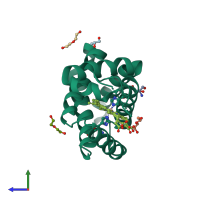 PDB entry 6ra6 coloured by chain, side view.