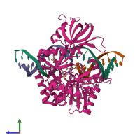 PDB entry 6ras coloured by chain, side view.