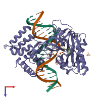 PDB entry 6rau coloured by chain, top view.