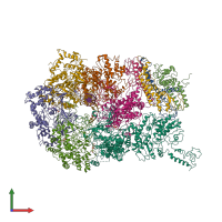 PDB entry 6rax coloured by chain, front view.