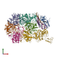 PDB entry 6ray coloured by chain, front view.