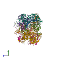 PDB entry 6ray coloured by chain, side view.