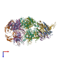 PDB entry 6ray coloured by chain, top view.