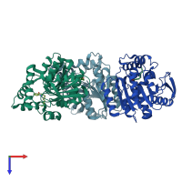 PDB entry 6rb3 coloured by chain, top view.