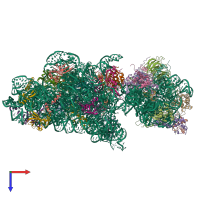 PDB entry 6rbe coloured by chain, top view.