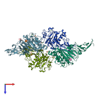 PDB entry 6rbf coloured by chain, top view.