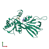 PDB entry 6rbu coloured by chain, front view.