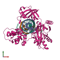 PDB entry 6rce coloured by chain, front view.