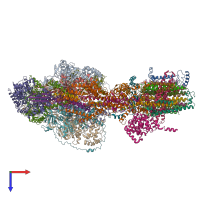 PDB entry 6rd4 coloured by chain, top view.