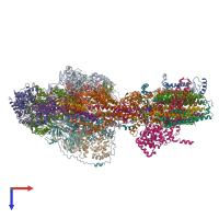 PDB entry 6rd9 coloured by chain, top view.