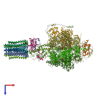 PDB entry 6rdg coloured by chain, top view.